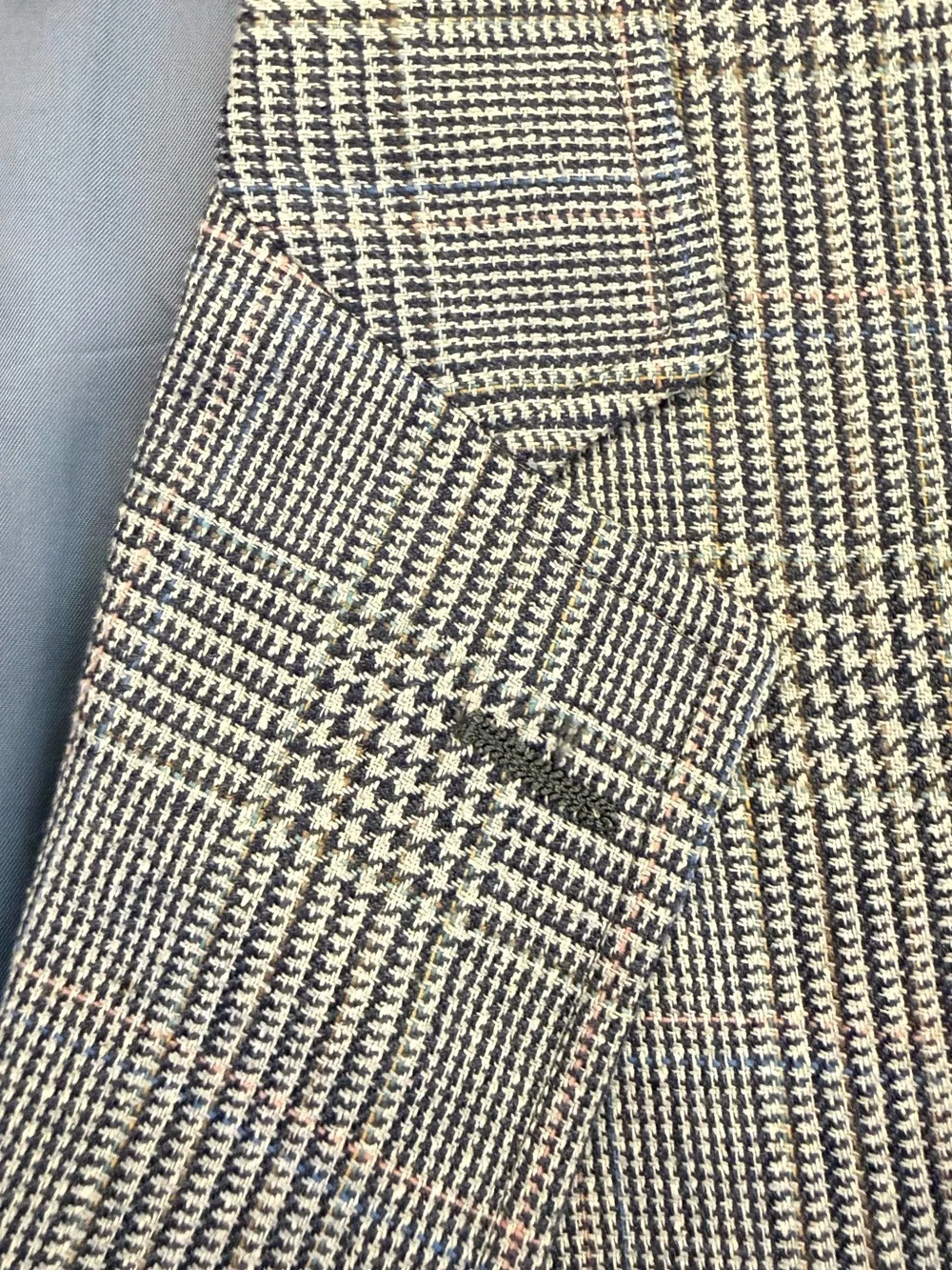 Vintage 70s Brooks Brothers USA Silk Wool Glen Plaid Houndstooth Blazer Coat 40R